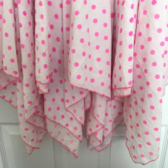 Polka Dot Ruffle Hem Dress Girls Size 10 White Pink - Picture 5 of 9